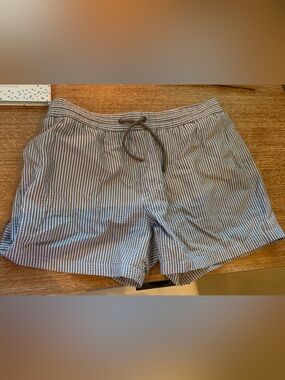 ZARA Men’s Brown & Blue Striped Swim Trunks Size M